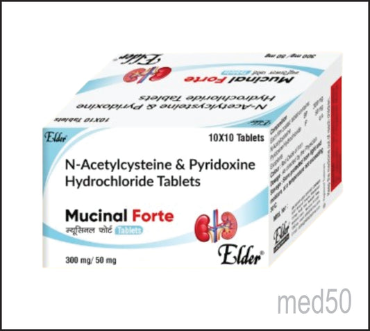 MUCINAL FORTE TAB  ( N-Acetylcysteine 300mg & Pyridoxine Hydrochloride 50mg)