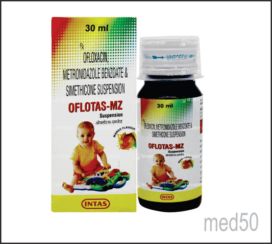 Oflotas-Mz Suspension (Ofloxacin 50 mg + Metronidazole 120 mg + Simethicone 10 mg)