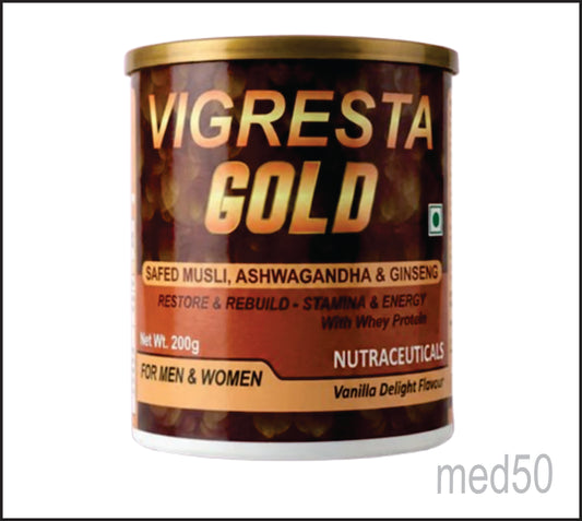 VIGRESTA GOLD (VANILA) (Protein with Herbal Extracts (Safed Musli, Ashwagandha, Ginseng)