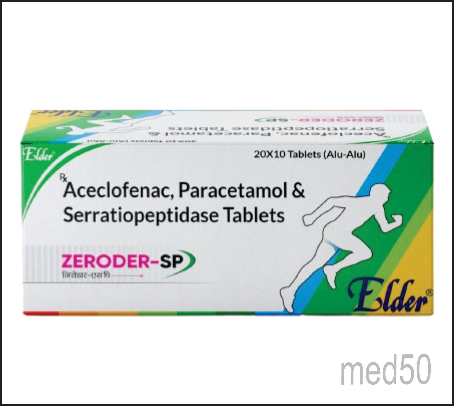 ZERODER SP TAB (Aceclofenac 100 mg + Paracetamol 325 mg + Serriopeptidase 15 mg)